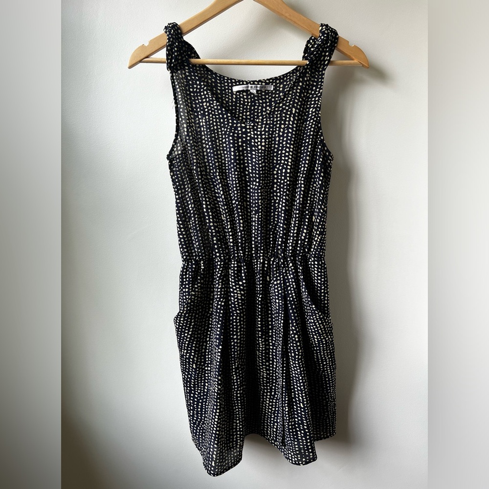 COLLECTIVE CONCEPTS Polka Dot Dress Pockets Braided Straps Coastal Nautical S